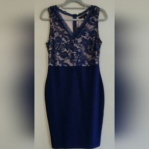 New With Tags! Viwenni Elegant Navy Lace Dress Size:L